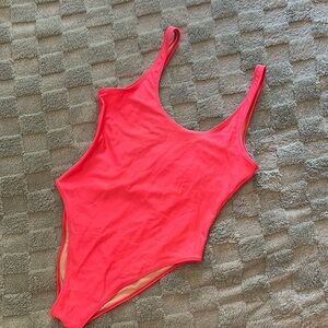 Vibrant‎ Pink/Orange One Piece Swimsuit with Scoop Neckline
